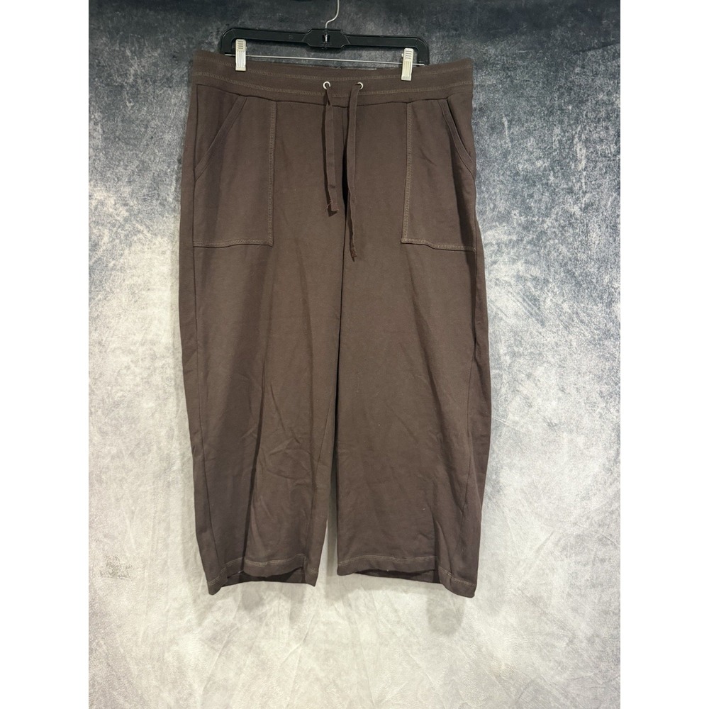 Avenue Women’s 14/16 Brown French Terry Crop Pants Modern Fit Drawstring